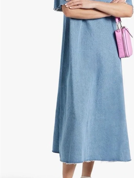 Ganni Light Blue Denim Backless Midi Dress - Picture 2 of 5